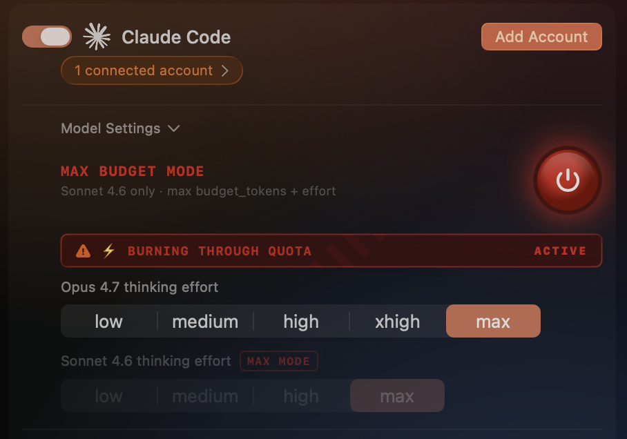 DroidProxy Max Budget Mode